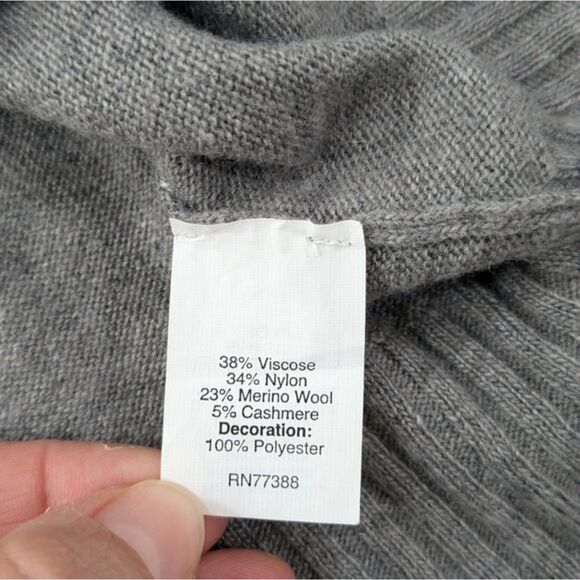 J. Crew Gray Merino Wool Cashmere Blend Top Sweater Chiffon Bow Tie Neck Fall S - Picture 8 of 9